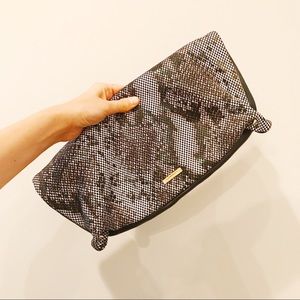 BCBGMaxAzria Fold Over Snake Skin Clutch